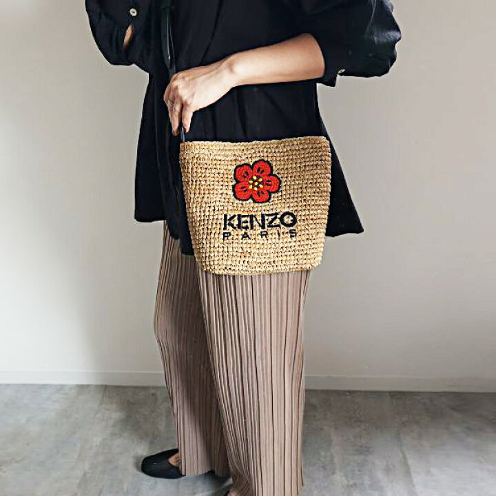 美品✨ KENZO ケンゾー レザートートバッグ ベージュ 内側チェック柄 