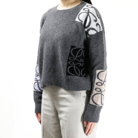 LOEWE ロエベ ANAGRAM WOOL SWEATER ニット セーター ウール 長袖 ショート丈 ラウンドネック ジャガード アナグラムロゴ レディース S359Y14KCY 1584