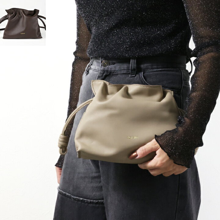 LOEWEロエベ フラメンコクラッチミニ ショルダーバッグ斜めがけ ダーク 