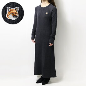 MAISON KITSUNE メゾンキツネ FOX HEAD PATCH LONG FLARED DRESS JW01640KT1036