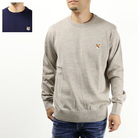 MAISON KITSUNE メゾンキツネ FOX HEAD PATCH REGULAR ROUND NECK SWEATER ニット セーター 長袖 ラウンドネック フォックスヘッドパッチ ウール メンズ FM00528KT1036 LaG Onlinestore