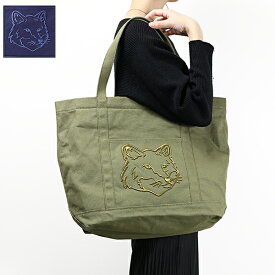 【5/31迄！SNSフォロワーさん限定 5％OFFクーポン発行中】Maison Kitsune メゾンキツネ Fox Head Large Tote Bag トートバッグ ラージ 鞄 A4収納可能 フォックスヘッド 大容量 キャンバス メンズ レディース ユニセックス LW05104WW0107