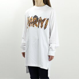 MARNI マルニ Logo Animal Print Long Sleeve T-Shirt Tシャツ 長袖 ロンT クルーネック スウェットシャツ ビッグロゴ コットン レディース THJE0129PP USCT95