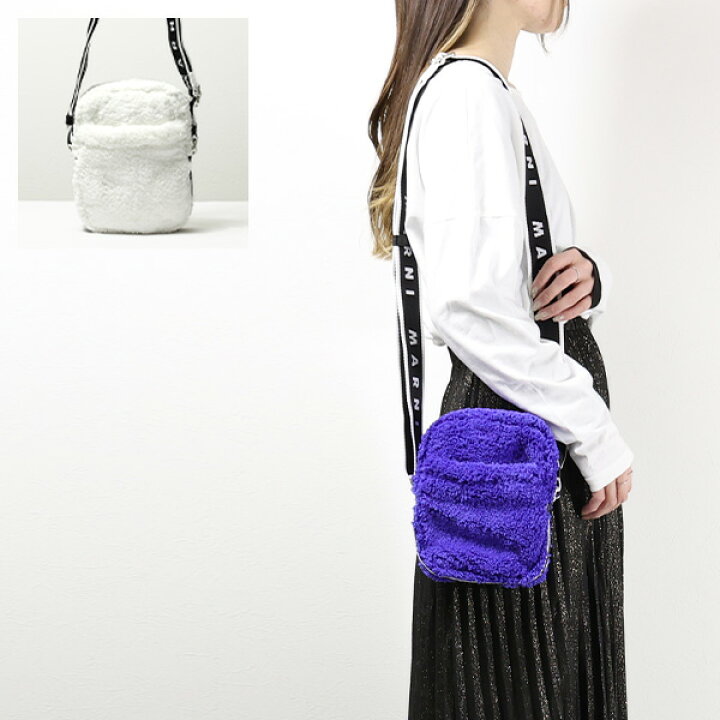 楽天市場】MARNI マルニ Logo Strap Fleece Shoulder Bag ロゴ 