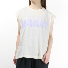 MARNI マルニ Logo Sleeveless Shirts Tシャツ ノースリーブ クルーネック ロゴT ロゴプリント コットン レディース THJE0306P0 USCS11