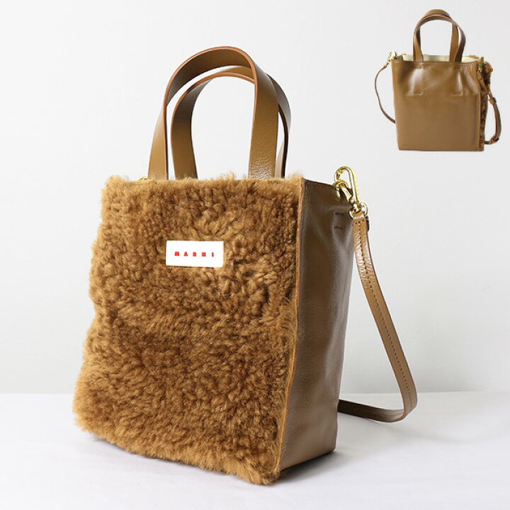 楽天市場】MARNI マルニ MUSEO SOFT MINI Long Hair Calf Shoulder Bag 