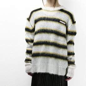 【3月31迄！タイムセール価格！】MARNI マルニ Strip Sweater ニット 長袖 クルーネック モヘヤ ロゴ ボーダー キッズ レディース 大人も可 M00987 M00RA