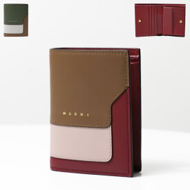 【5/31迄！SNSフォロワーさん限定 5％OFFクーポン発行中】MARNI マルニ TRUNK Bi-Fold Wallet 二つ折り財布 折りたたみ財布 ウォレット ミニ財布 小銭入れあり コンパクト レザー 本革 レディース PFMOQ14U13 LV589