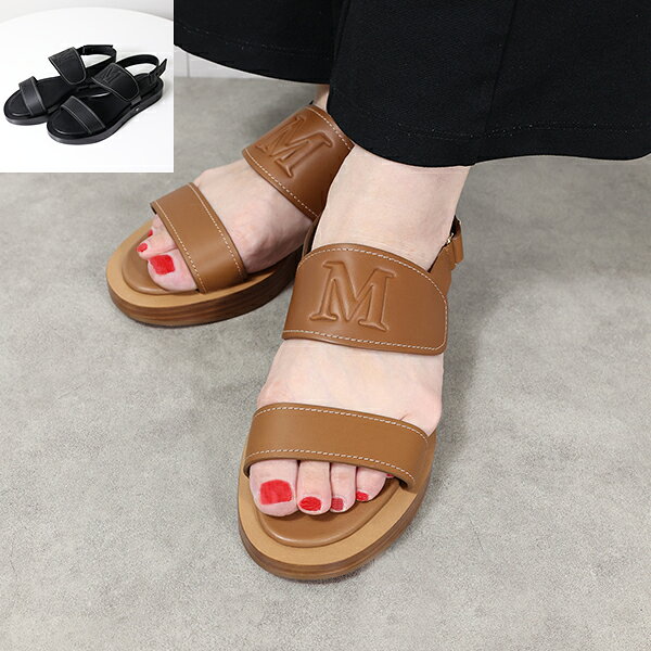 Max Mara マックスマーラ フラットサンダル Diana Leather Sandals 45213131600 レディース レザー ロゴ シューズ 靴 LaG Onlinestore