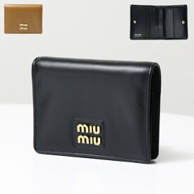 4/30迄！Instagramフォロワーさん限定クーポン発行中！MiuMiu ミュウミュウ Small Leather Wallet 二つ折り財布 折りたたみ財布 ウォレット ミニ財布 スモール 小銭入れあり レザー 本革 ロゴ レディース 5MV204 2E6Y