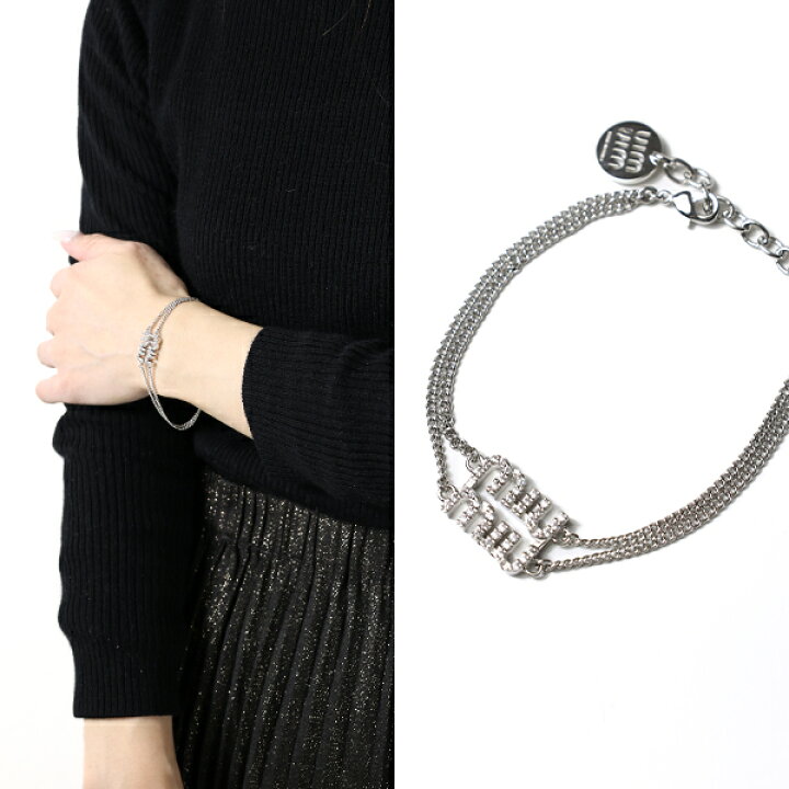 楽天市場】miumiu ミュウミュウ Crystal Logo Bracelet ブレスレット 
