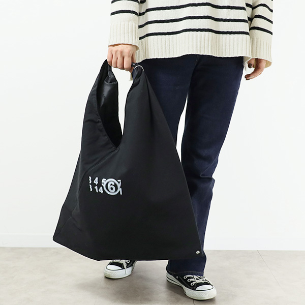 MM6 エムエムシックス Logo Japanese Tote Bag ロゴ ジャパニーズ トートバッグ ハンドバッグ 鞄 トライアングル コットン  レザー レディース S54WD0039 P5224 | LaG OnlineStore　楽天市場店