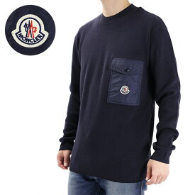 MONCLER モンクレール Sweater セーター 長袖 薄手 クルーネック アイコンパッチ コットン100％ カジュアル メンズ 9C000 01 M1113