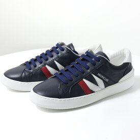 【5/31迄！SNSフォロワーさん限定 5％OFFクーポン発行中】MONCLER モンクレール MONACO M LOW TOP SNEAKERS スニーカー モナコ ローカット レースアップ トリコロール Mロゴ 靴 アイコン刺繍 レザー メンズ 4M002 90 M3126