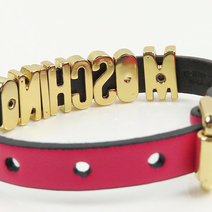 楽天市場】MOSCHINO モスキーノ Crystal Embellished Logo Bracelet 美品 MOSCHINO ロゴレザーブレスレット モスキーノ
