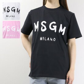 MSGM エムエスジーエム LOGO T-SHIRT 2000 MDM510 200002 ブラッシュロゴ 半袖 Tシャツ ロゴ コットン レディース