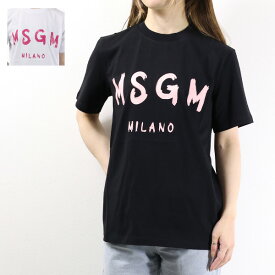 MSGM エムエスジーエム METALLIC LOGO T-SHIRT 3241 MDM510 227298 ブラッシュロゴ 半袖 Tシャツ ロゴ コットン レディース