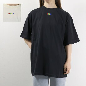 MSGM エムエスジーエム MINI LOGO RAINBOW T-SHIRT 3241 MDM101 227298 レインボー ミニ ロゴ 半袖 Tシャツ オーバーサイズ コットン レディース