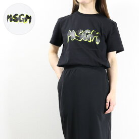 【3月31迄！タイムセール価格！】MSGM エムエスジーエム Logo T-Shirt Tシャツ 半袖 クルーネック ロゴT コットン ロゴペイント レディース 3441 MDM206 237002