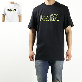 【3月31迄！タイムセール価格！】MSGM エムエスジーエム Logo T-Shirts Tシャツ 半袖 クルーネック コットン ネオンカラー ロゴT ペイントロゴ メンズ 3440 MM200 237002