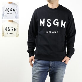 4/30迄！Instagramフォロワーさん限定クーポン発行中！MSGM エムエスジーエム Crew Neck Sweatshirt スウェットシャツ トレーナー 長袖 クルーネック コットン ペイントロゴ メンズ 2000 MM513 200000 01 99