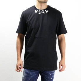 MSGM エムエスジーエム LOGO ON THE NECK T-SHIRTS ロゴ ネック Tシャツ 半袖 クルーネック ロゴT ロゴプリント コットン メンズ 3540MM103 237798