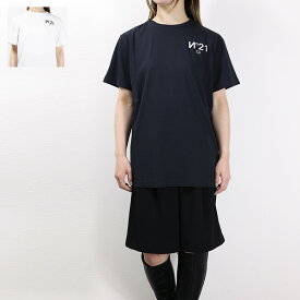 N 21 ヌメロヴェントゥーノ Logo Print T-Shirt Tシャツ 半袖 クルーネック ロゴT ロゴプリント コットン レディース F0516331