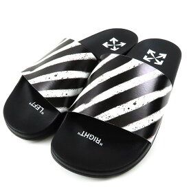 Off-White オフホワイト DIAGONAL STRIPES SLIDER BLACK WHITE　OMIC001S21MAT002 1001 ダイアゴナル ストライプ スライダー ロゴ サンダル メンズ