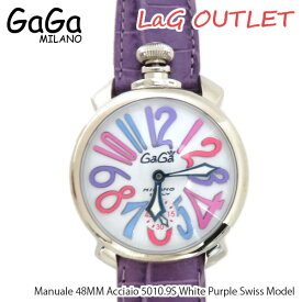 【LaGアウトレット】【訳あり：箱無し】GaGa MILANO ガガ ミラノ Manuale 48MM Acciaio 5010.9S White Purple Swiss Model 腕時計 時計 手巻き クオーツ メンズ