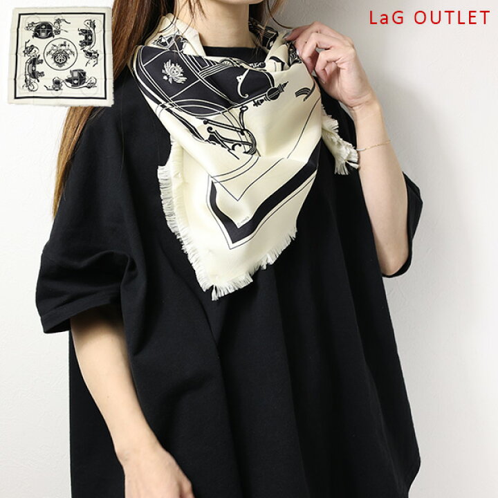 楽天市場】HERMES エルメス Libris Scarf 80 カレ80 スカーフ ノワール  