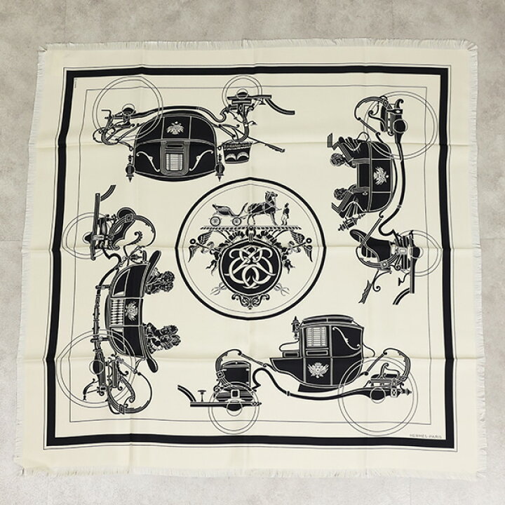 楽天市場】HERMES エルメス Libris Scarf 80 カレ80 スカーフ ノワール 