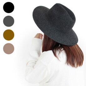 Pompadour ポンパドール Wool Hat ウール ハット [レディース つば広ハット 中折れ ウール100% ブラック チャコール モカ キャメル ベージュ]