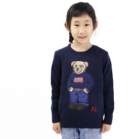 POLO RALPH LAUREN ポロラルフローレン COTTON BEAR CREWNECK SWEATSHIRTS ニット セーター 長袖 ベア ロゴ クルーネック コットン100％ キッズ 子供 322 668286