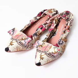 Salvatore Ferragamo サルヴァトーレフェラガモ Botanical Ribbon Pumps ボタニカル リボン パンプス 靴 ポインテッドトゥ ローヒール 花柄 エレガント レディース 736617