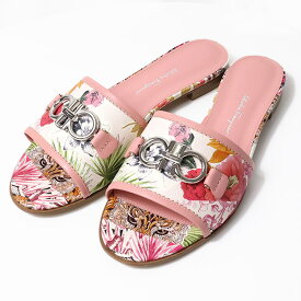 Salvatore Ferragamo サルヴァトーレフェラガモ Botanical Sandals ボタニカル サンダル 靴 オープントゥ ローヒール 花柄 レザー 本革 エレガント レディース 737174