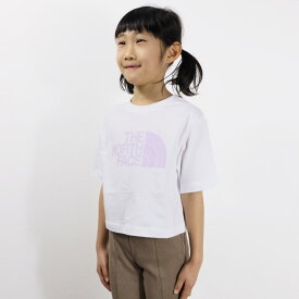 【ネコポス配送：1点迄】THE NORTH FACE ノースフェイス Girls S/S Cropped Graphic Tee Tシャツ 半袖 ロゴ コットン アウトドア キッズ NF0A7X4X