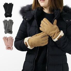 【5/31迄！SNSフォロワーさん限定 5％OFFクーポン発行中】UGG アグ W TURN CUFF GLOVE 17369 ターン カフ グローブ 手袋 シープスキン ロゴ 通勤 通学 ファー レディース