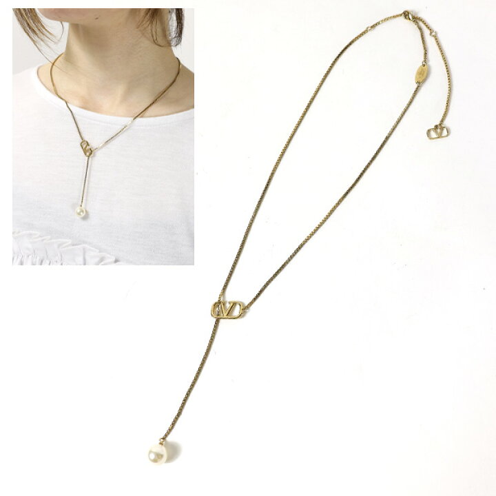 楽天市場】VALENTINO ヴァレンティノ V Logo Pearl Necklace  