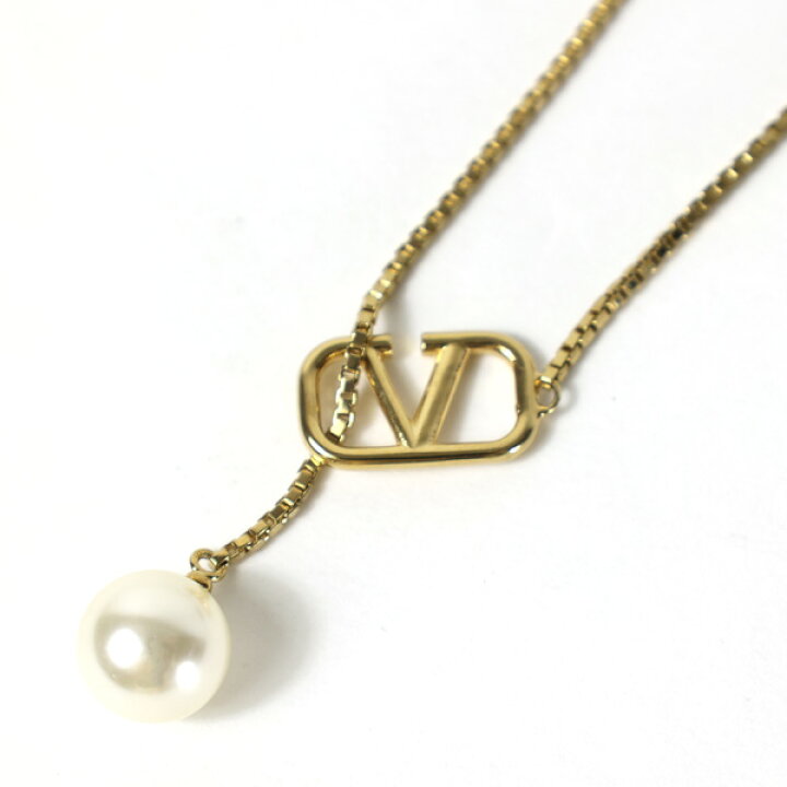 楽天市場】VALENTINO ヴァレンティノ V Logo Pearl Necklace 
