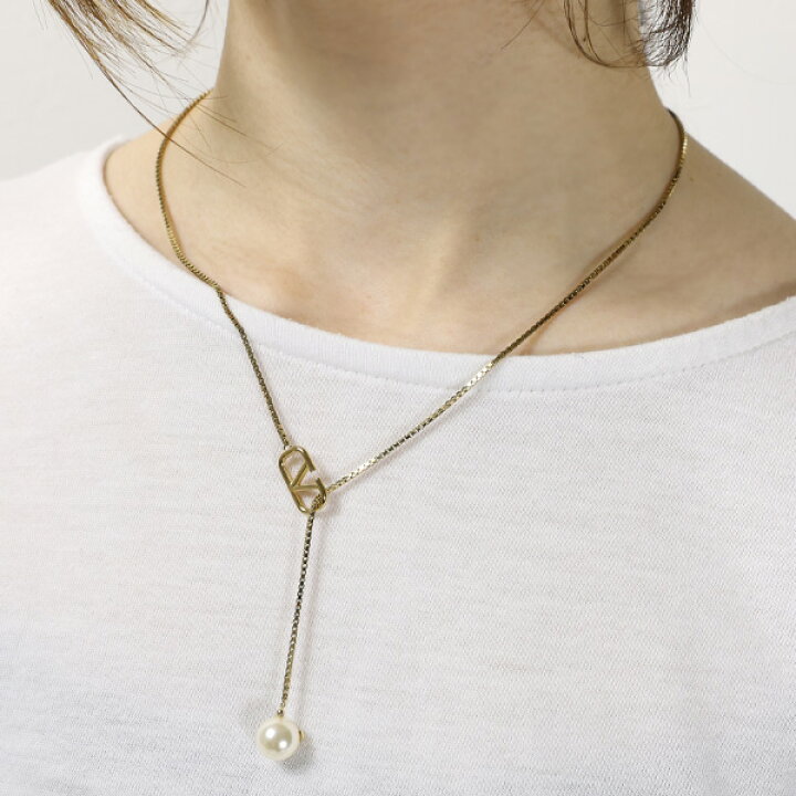 楽天市場】VALENTINO ヴァレンティノ V Logo Pearl Necklace 