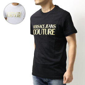 【3月31迄！タイムセール価格！】VERSACE ヴェルサーチ Logo T-Shirt 半袖 クルーネック Tシャツ ロゴ コットン メンズ 71GAHT04