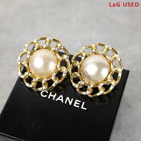 【中古品】CHANEL シャネル イヤリング Pearl Earrings レディース チェーンフレーム ラインストーン パールモチーフ アクセサリー 両耳用 LaG Onlinestore