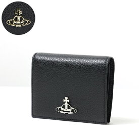 【5/31迄！SNSフォロワーさん限定 5％OFFクーポン発行中】Vivienne Westwood ヴィヴィアンウエストウッド Orb Bi-Fold Wallet 二つ折り財布 折りたたみ財布 小銭入れあり メタルオーブ レザー ユニセックス 51010024 L001JLA