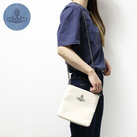 【5/31迄！SNSフォロワーさん限定 5％OFFクーポン発行中】Vivienne Westwood ヴィヴィアン CANVAS SQUARE CROSSBODY ハンドバッグ ショルダーバッグ クロスボディバッグ 鞄 チェーン キャンバス オーブ レディース 43030096 W00IJ