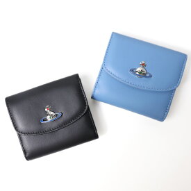 Vivienne Westwood ヴィヴィアンウエストウッド Nappa Envelope Tri-Fold Wallet 三つ折り財布 折りたたみ財布 ミニ財布 小銭入れあり コンパクト レザー 立体オーブ レディース 5115002BU L001L LaG Onlinestore