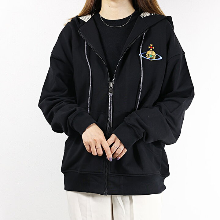 Vivienne Westwoodヴィヴィアンウエストウッドベロアジップパーカー ヴィヴィアンウエストウッドマン ベロア パーカー フルジップ 黒