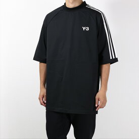 Y-3 ワイスリー 3-STRIPES SHORT SLEEVE TEE Tシャツ 半袖 モックネック ロゴT ラグランスリーブ 3ストライプ コットン メンズ H63065