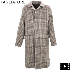 【セール】タリアトーレ コート メンズ カシミア混ヴァージンウール グレンチェック バルカラーコート TAGLIATORE LOYD/S TLT 610041 T1046【返品交換不可】special priceAM