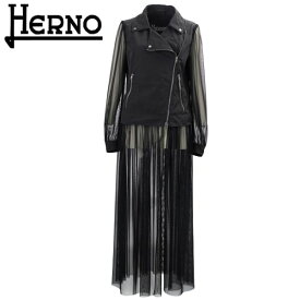 【セール】ヘルノ コート レディース チュール ライダース コンビネーション ドレスコート HERNO GC000394D HER 12491 9300【返品交換不可】special priceAL