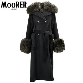 ムーレー コート レディース カシミヤ混ウール ベルテッドロングコート MOORER MALAIKA-FUR-LE MRE 81135 NERO 40